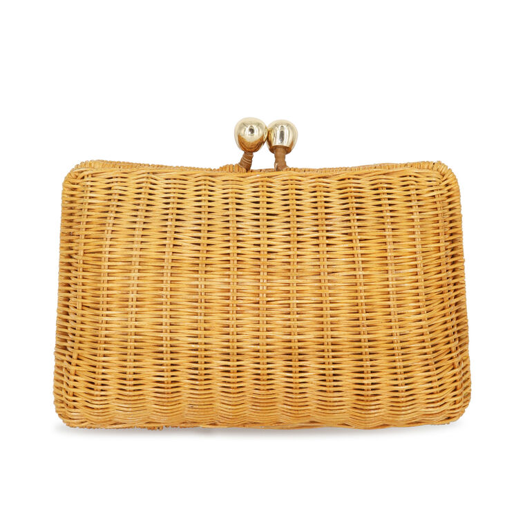 Charlotte Wicker Clutch With Stones image number null