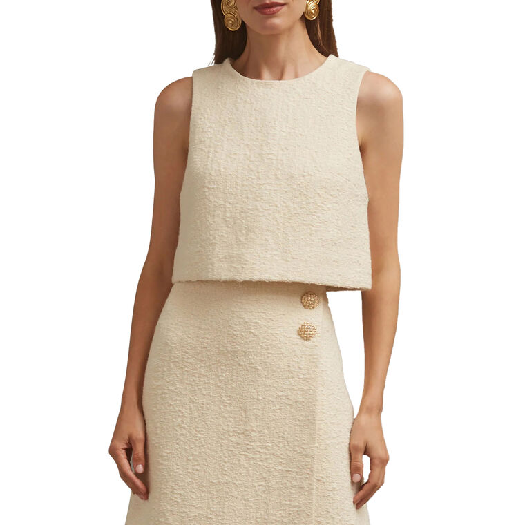 Gina Sleeveless Boucle Top With Removable Faux Fur Collar image number null