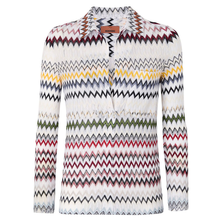 Long Sleeve Collared V-Neck Blouse image number null