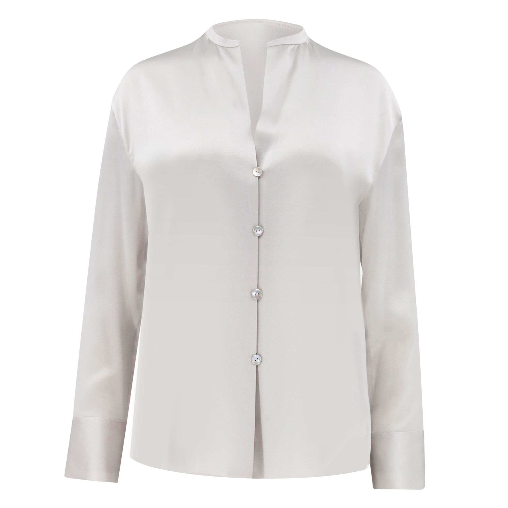 Band Collar Long Sleeve Blouse