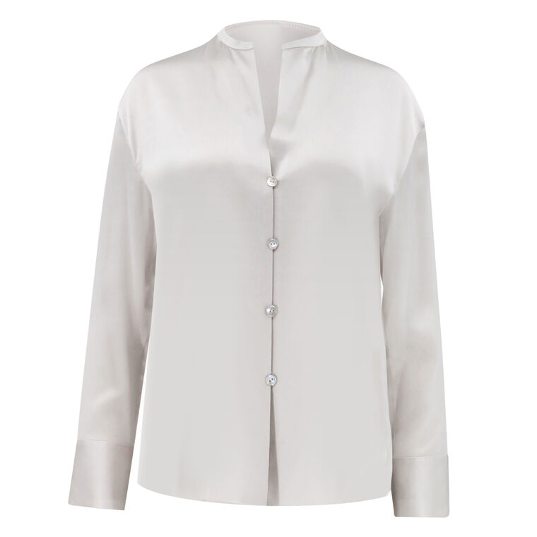 Band Collar Long Sleeve Blouse image number null