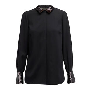 Linden Pleated Sequin-Embellished Blouse