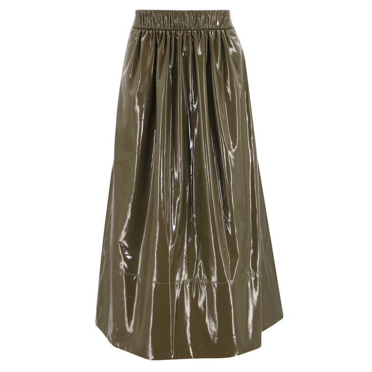 Stretch Patent Smocking Waistband Full Skirt image number null