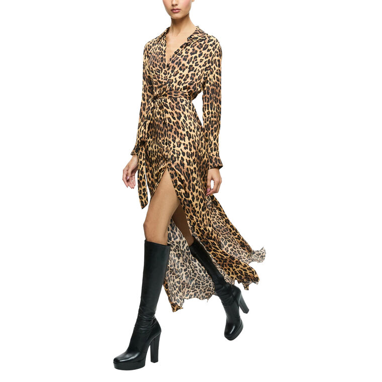 Chassidy Leopard Maxi Shirt Dress image number null
