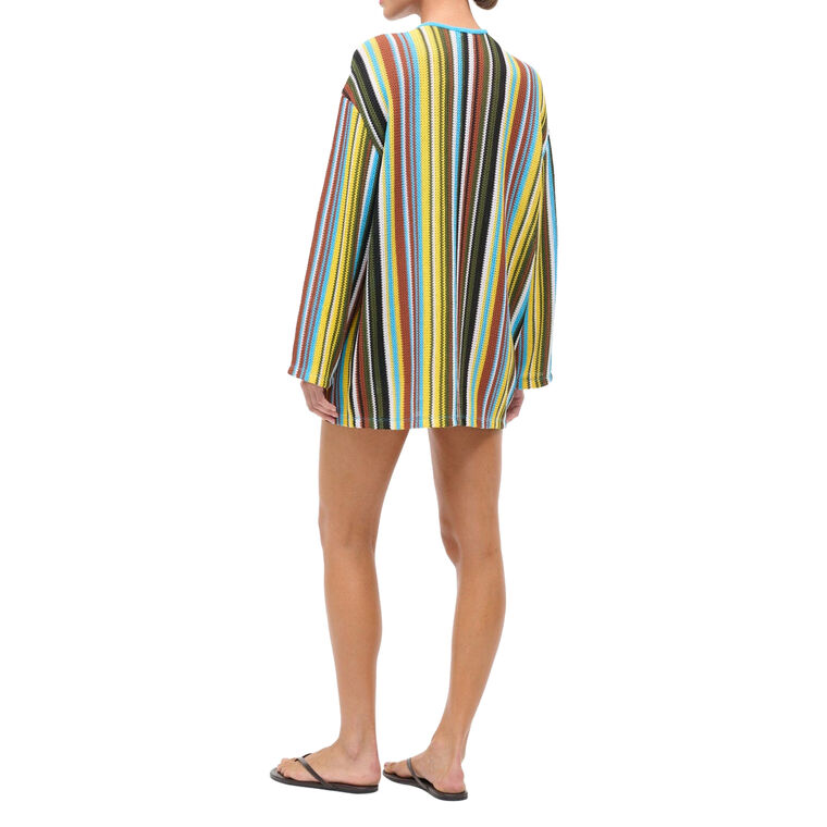 Catalina Long Sleeve Crochet Knit Mini Dress image number null