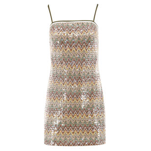 Ivanna Sleeveless Sequin Chevron Mini Dress
