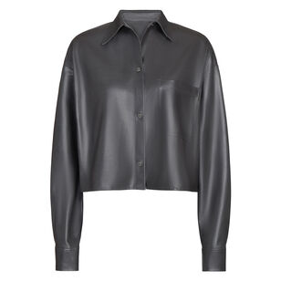 Little Big Joe Cropped Long Sleeve Leather Shirt