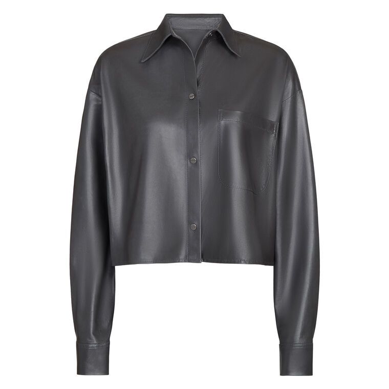 Little Big Joe Cropped Long Sleeve Leather Shirt image number null