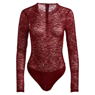 Taeyn Long Sleeve Lace Crew Neck Bodysuit