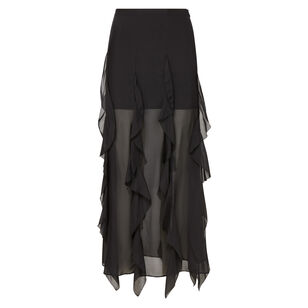 Ava Handkerchief-Hem Silk Maxi Skirt