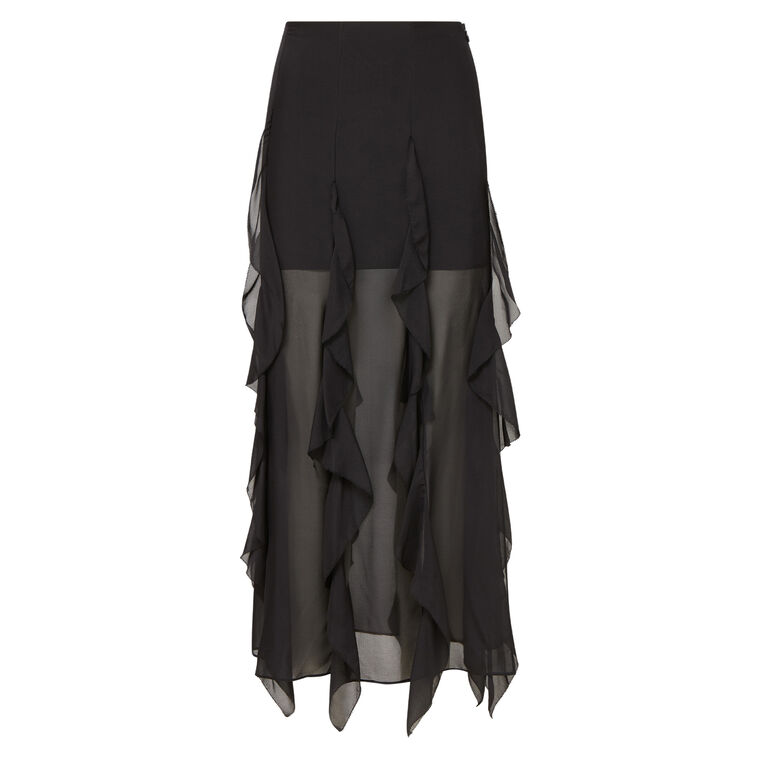 Ava Handkerchief-Hem Silk Maxi Skirt image number null