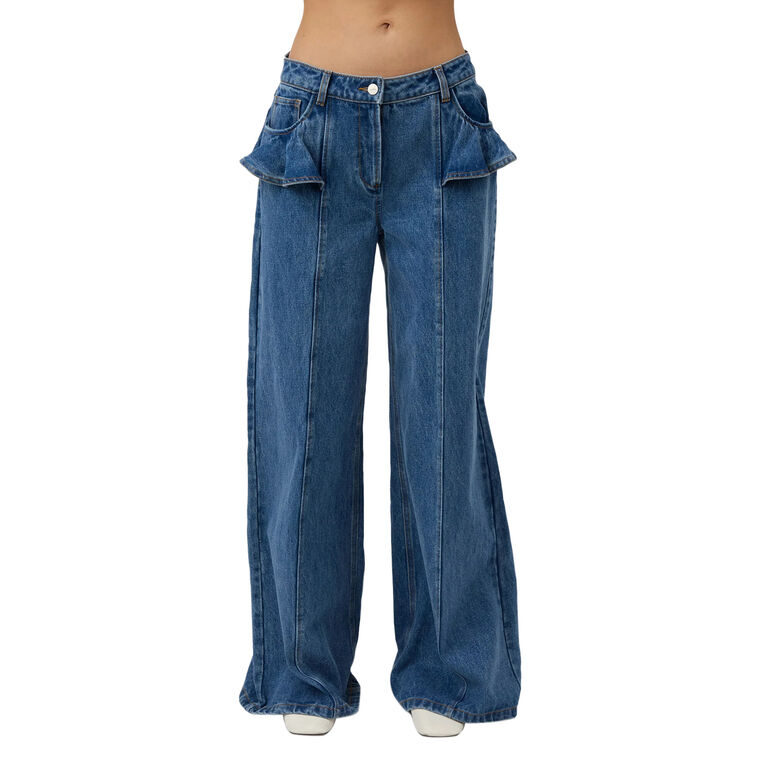 Avery Wide-Leg Ruffle Jean image number null