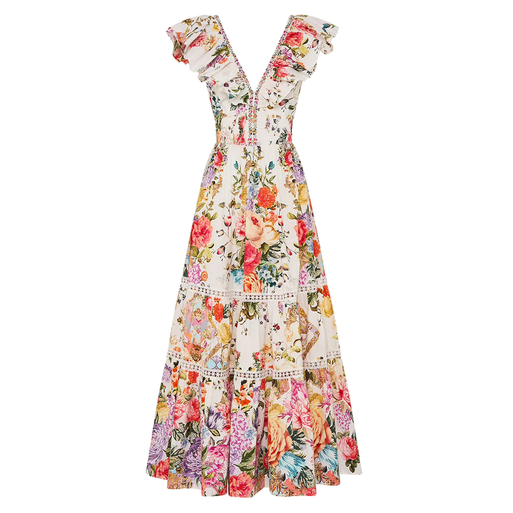 Tiered Dress With Neck Frill