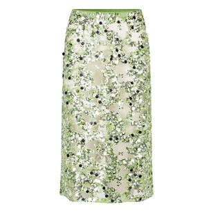 Shania Herbal Garden Sequin Midi Skirt