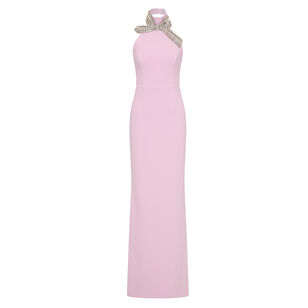 Yolanda Sleeveless Embellished Crepe Gown
