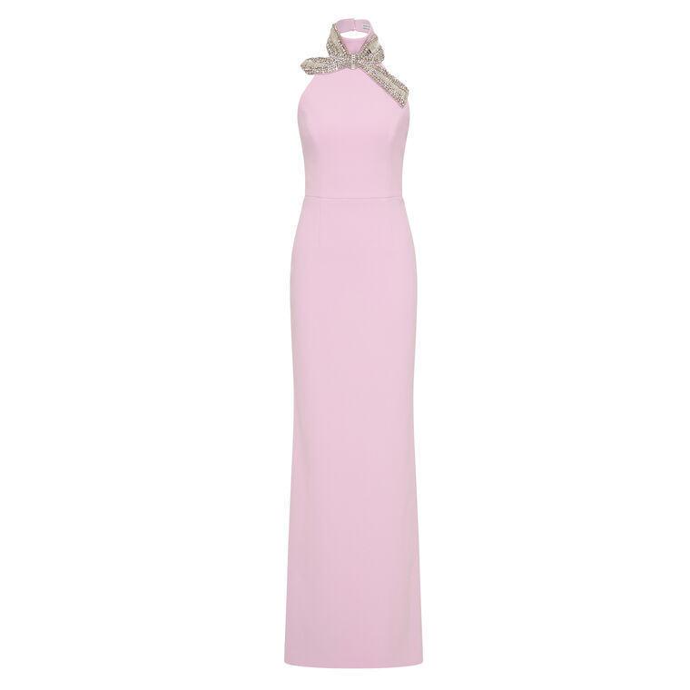 Yolanda Sleeveless Embellished Crepe Gown image number null
