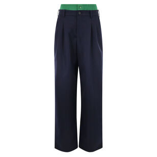 Jumbo Double Waistband Wide-Leg Trouser