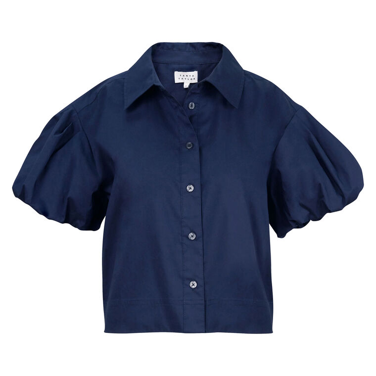 Elza Puff Sleeve Cotton Poplin Top image number null