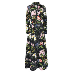 Belted Floral Poplin Midi Dress