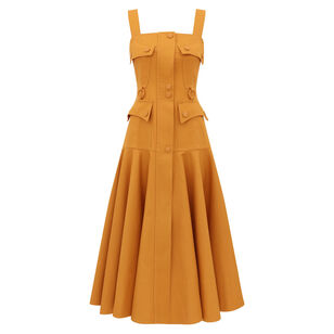 Luna Sleeveless Drill Utility Midi Dress