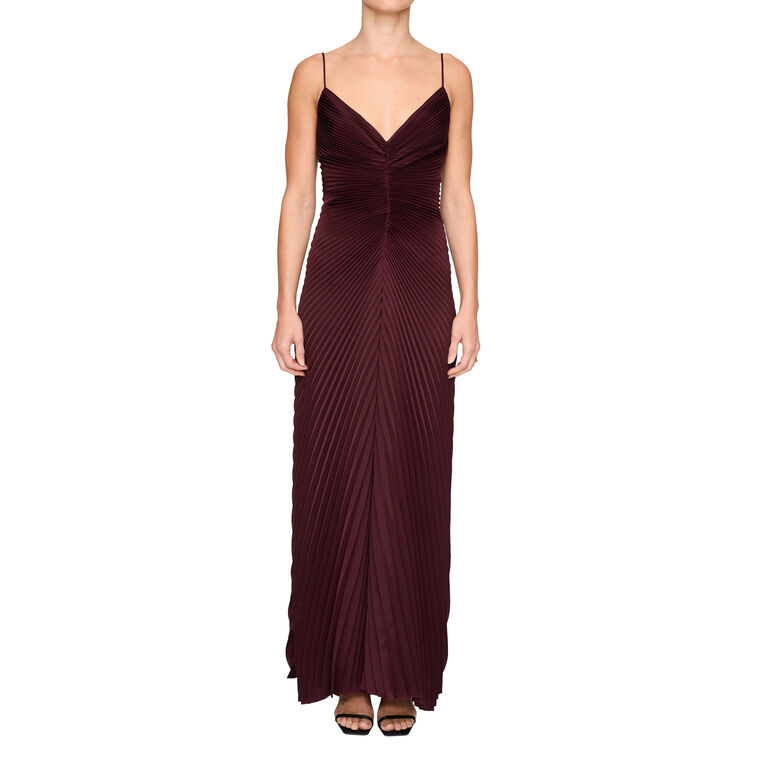 Genevieve Pleated Satin Gown image number null