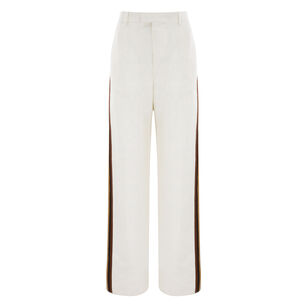 Textured Viscose Sport Stripe Straight Leg Trousers