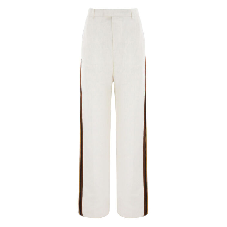 Textured Viscose Sport Stripe Straight Leg Trousers image number null