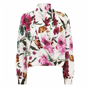 Jackie Floral Print Long Sleeve Satin Top