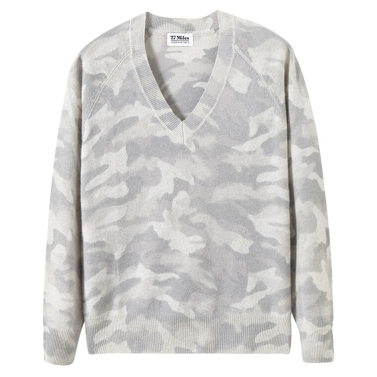Nani Cashmere Camo V-Neck Sweater image number null