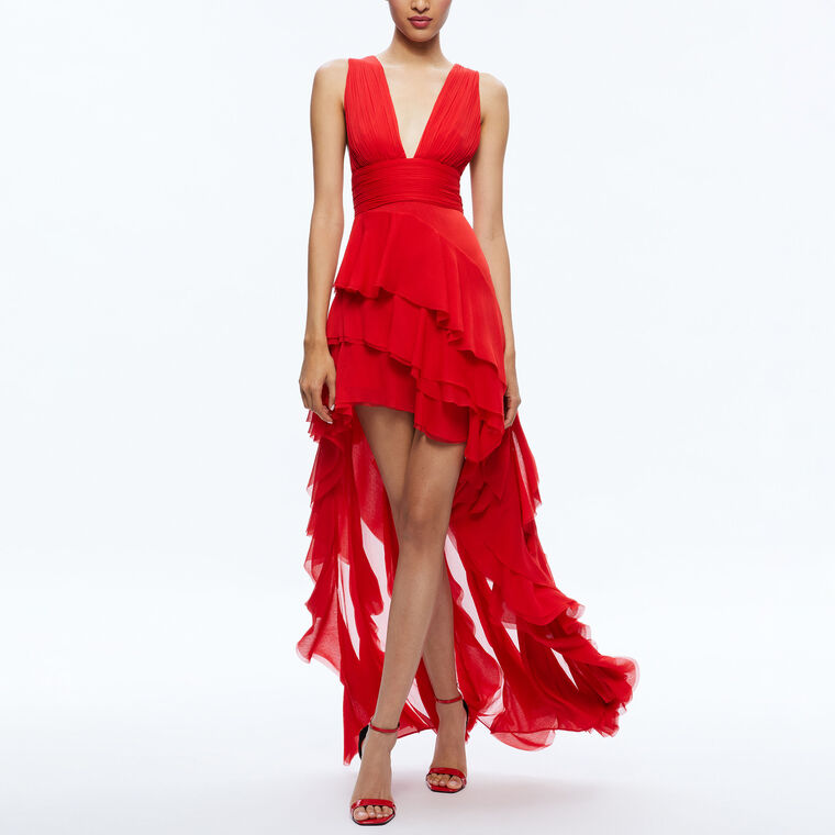 Holly Asymmetric Ruffle Maxi Dress image number null