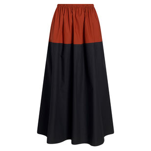 Nyla Colorblocked Midi Skirt In Poplin