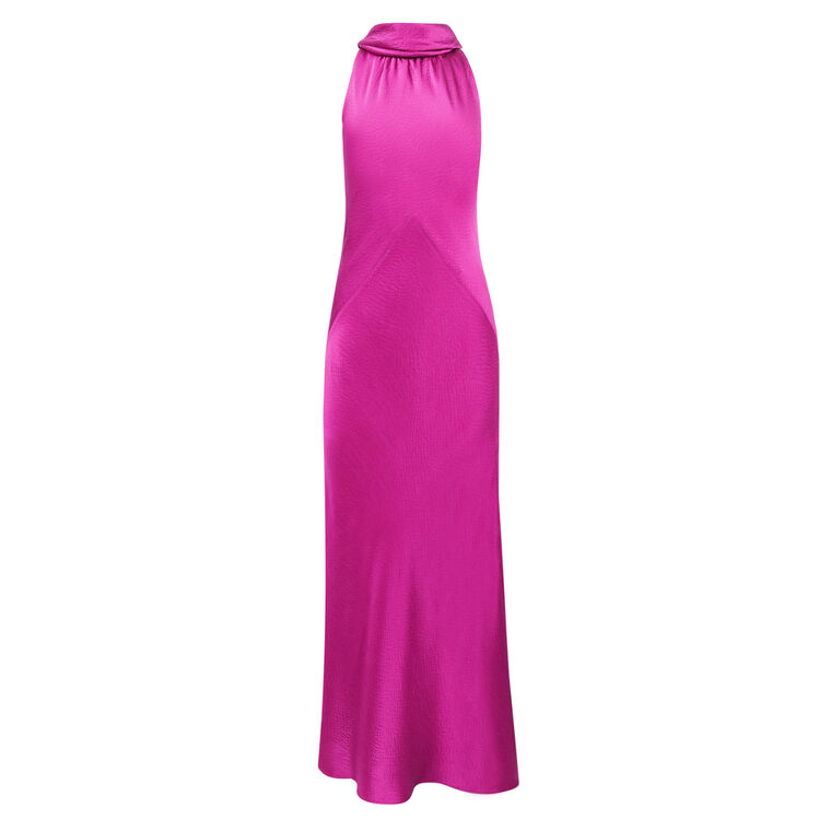 Hammered Satin Halter Neck Gown image number null