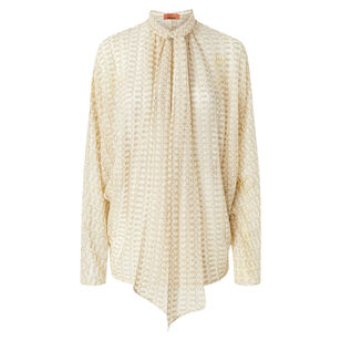 Neck Tie Long Sleeve Blouse