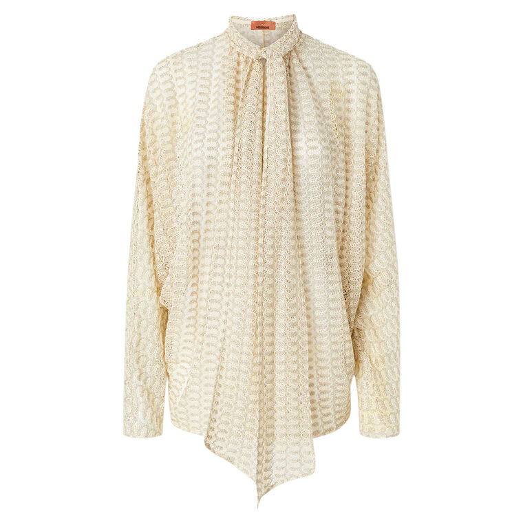 Neck Tie Long Sleeve Blouse image number null