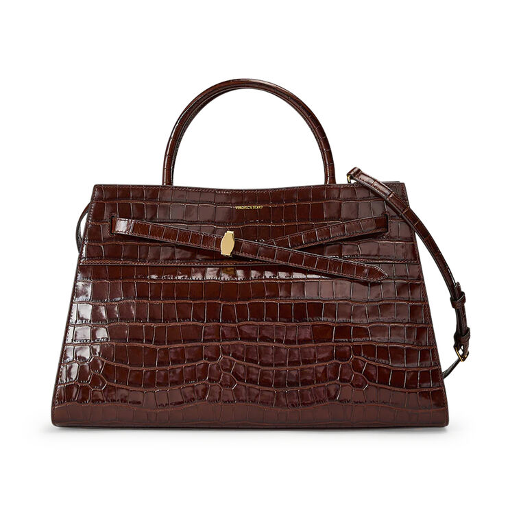 Large Croc-Embossed Dash Top Handle Bag image number null