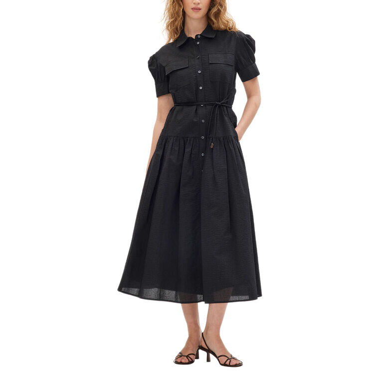Carrington Short Sleeve Seersucker Midi Dress image number null