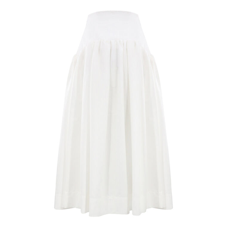 Cotton Poplin Drop Waist Seam Midi Skirt image number null