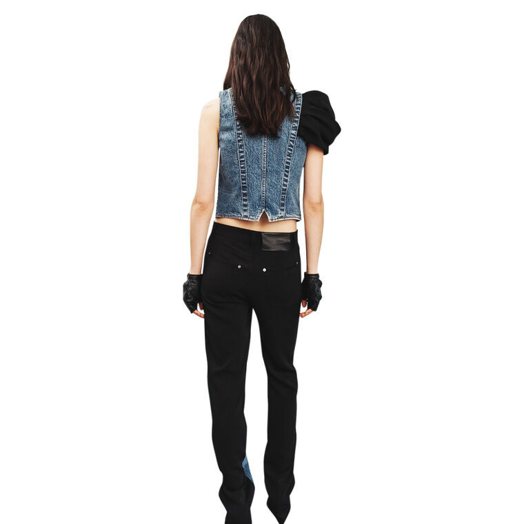 Paula Denim Vest With Crepe Bustle image number null