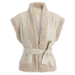 Beatrice Sherpa Trim Belted Vest