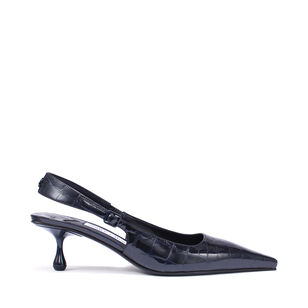 Amel 50mm Shiny Croc-Embossed Slingback Pump