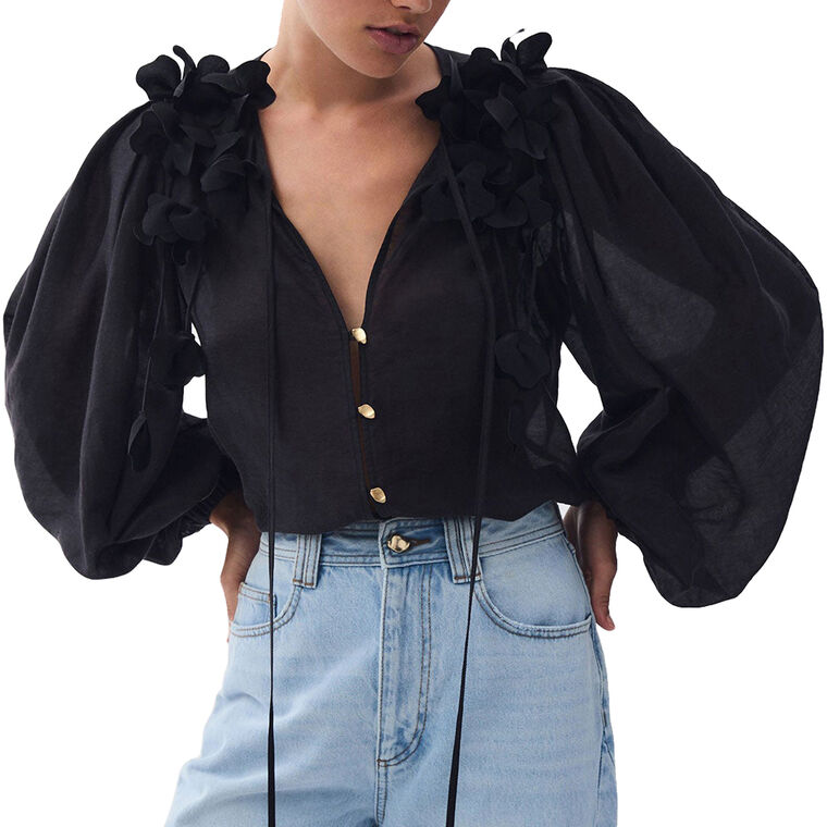 Camille Long Sleeve Flower Blouse image number null