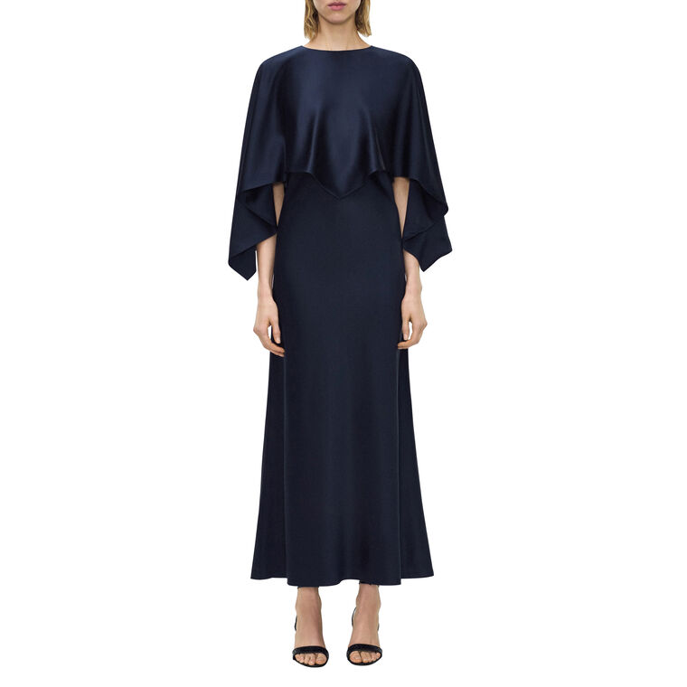 Larys Silk Midi Dress With Detachable Capelet image number null