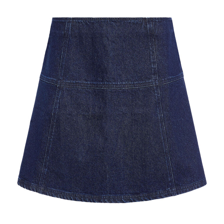 Crawford Flared Denim Mini Skirt image number null