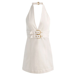Solana Buckle Denim Halter Mini Dress