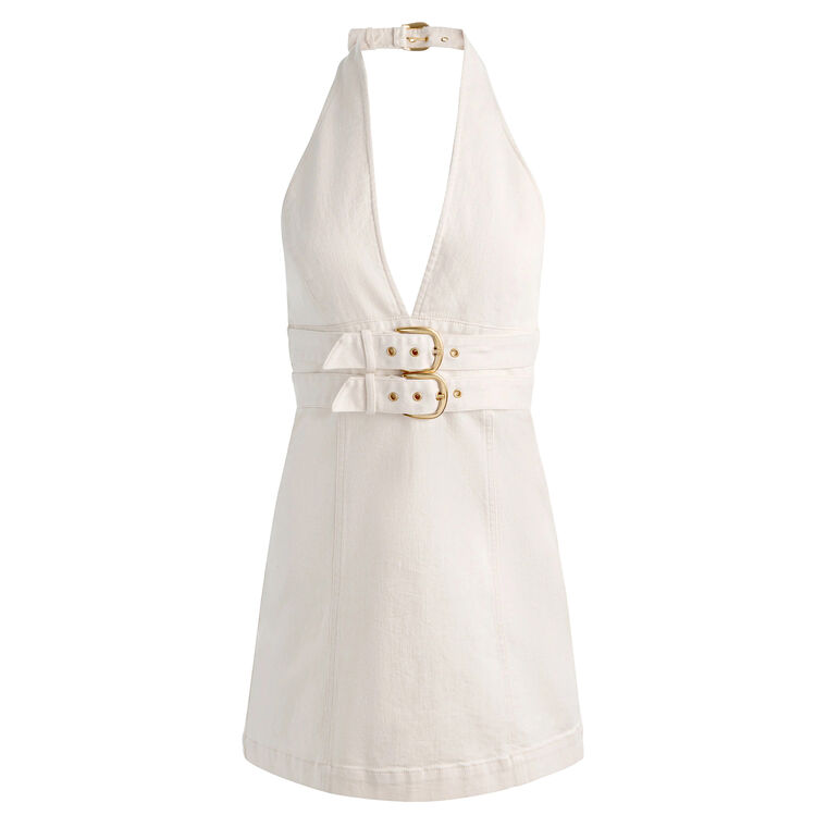 Solana Buckle Denim Halter Mini Dress image number null