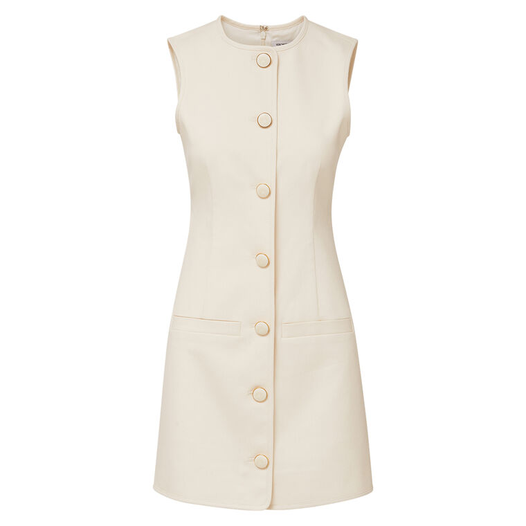 Whistler Button-Down Welt-Pocket A-Line Mini Dress image number null