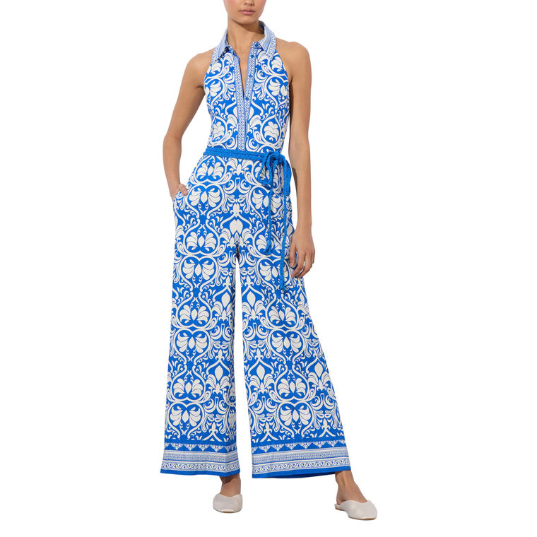 Alara Linen Wide Leg Cropped Halterneck Jumpsuit image number null