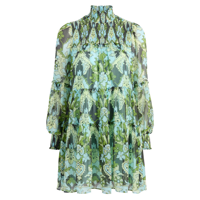 Damask Rika Smocked Turtleneck Mini Dress image number null