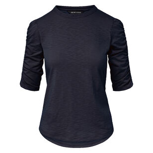 Waldorf Ruched-Sleeve Crew-Neck Tee