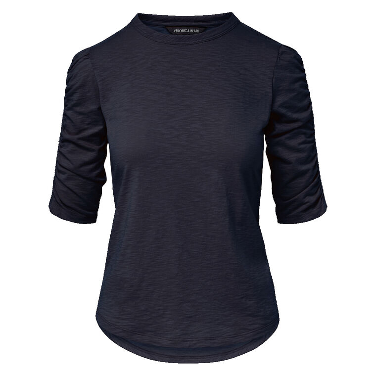 Waldorf Ruched-Sleeve Crew-Neck Tee image number null